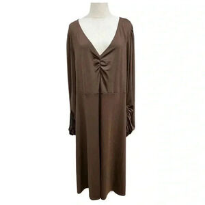 Eloquii NWT Brown Dress With Slouchy Long Sleeves Size 18